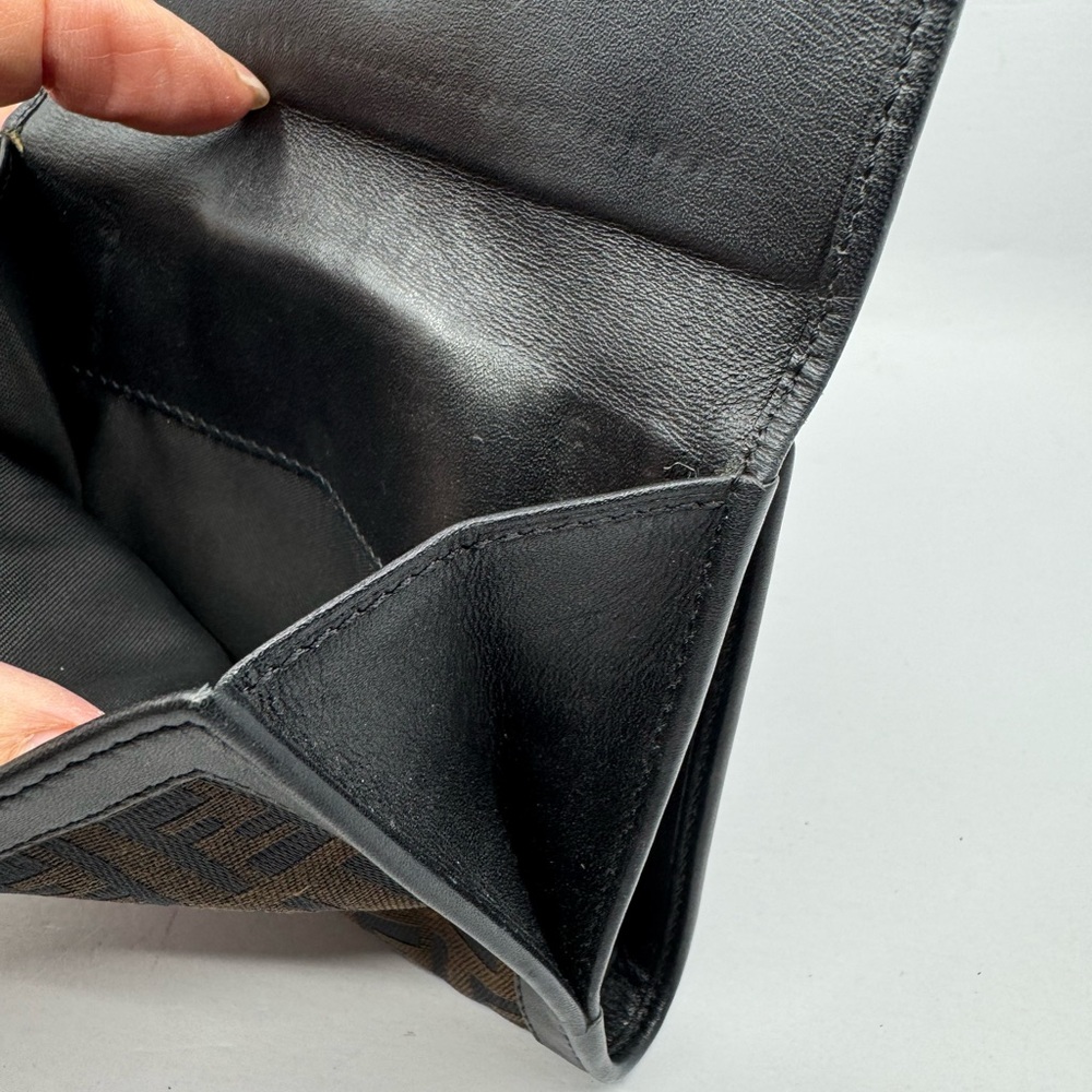 Fendi Black & Brown FF Logo Wallet with Silver Hardware - Picture 3 of 8